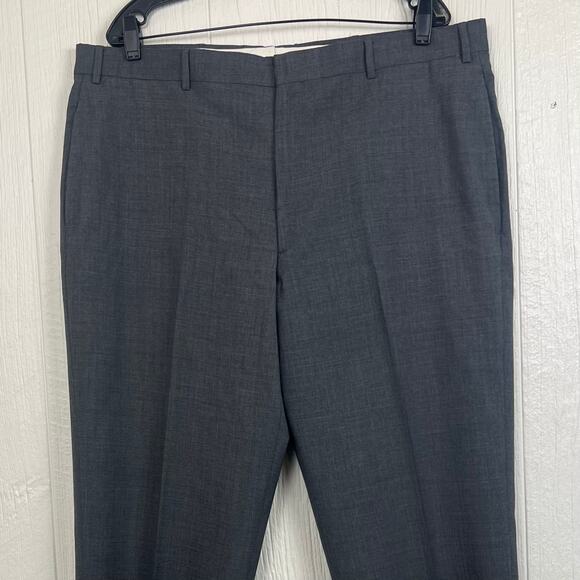 Brooks stretch dress pants mens 40x29 100% worsted wool flat front charcoal gray - Picture 7 of 9